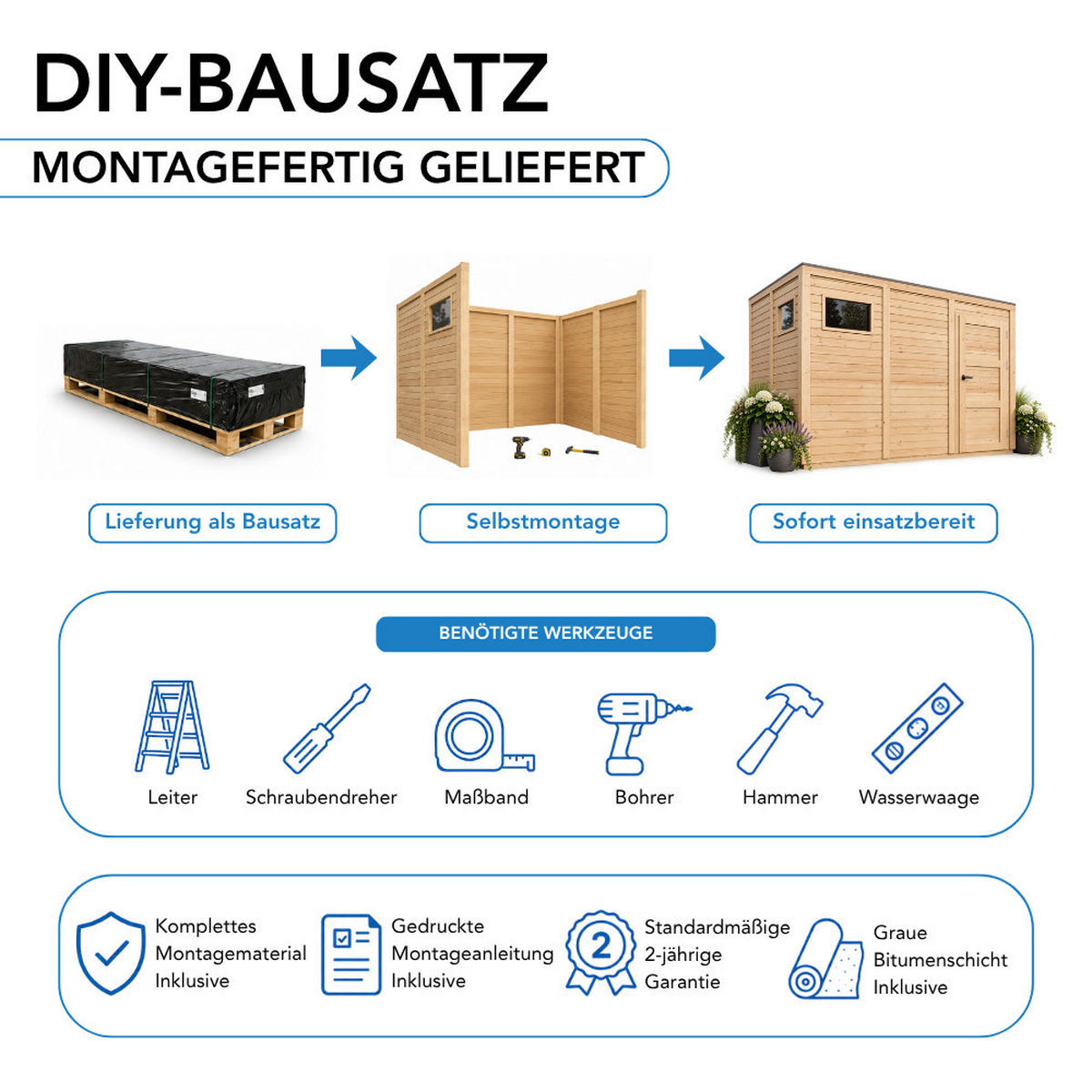GARTENHAUS Holz 6,18 m², 306/216/202 cm, mit imprägniertem Boden, M326F2+M326G - Beige, Holz (306/216/202cm) - Timbela