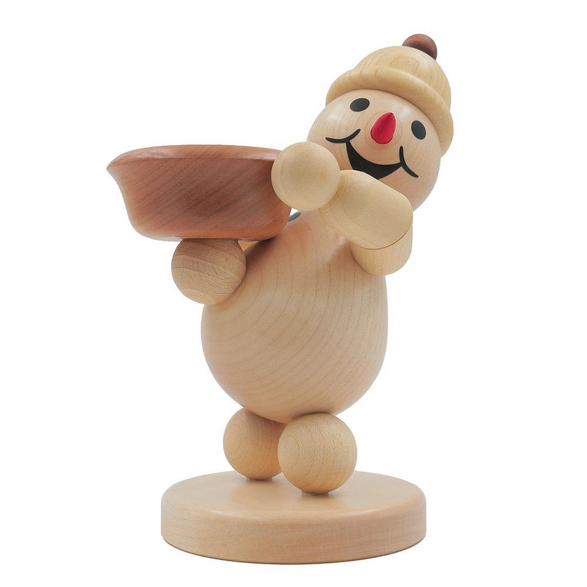 HOLZFIGUR Schneemann Junior Lichthalter rechts16 cm - Multicolor, Holz (10/1/0.1cm)