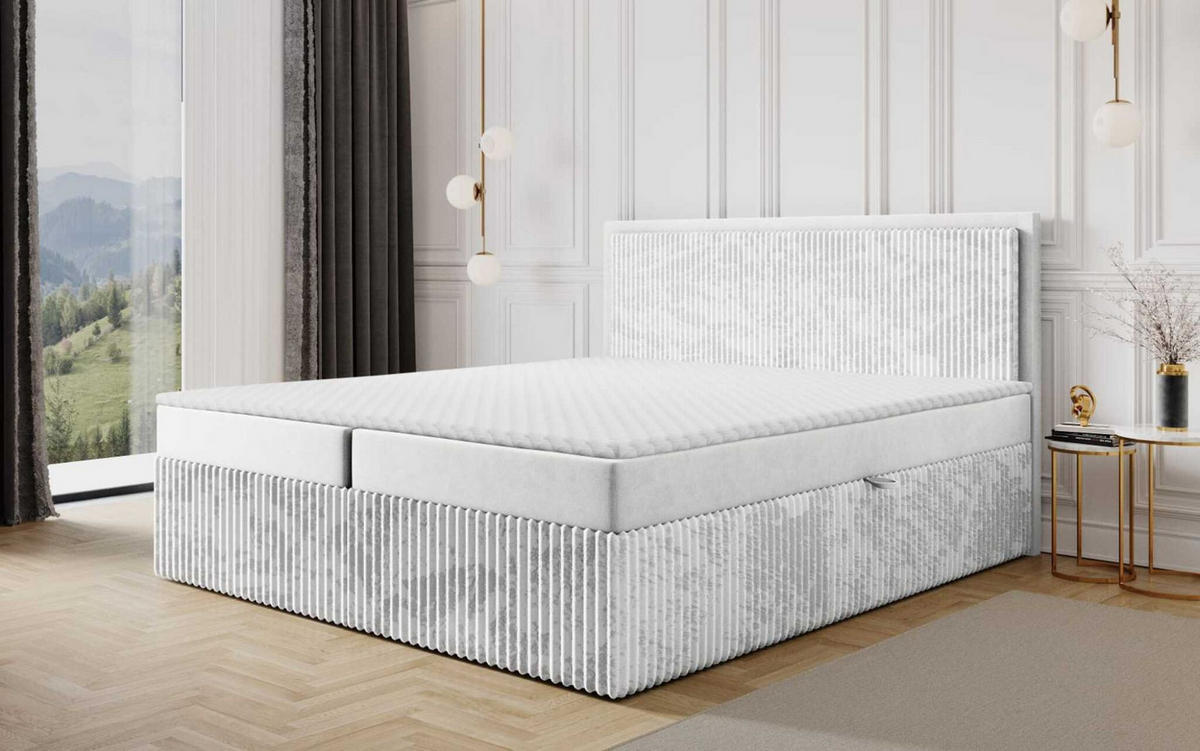 BOXBETT Hidis In In überlänge - Hellgrau, Holzwerkstoff/Textil (180/220cm) - Fun Möbel
