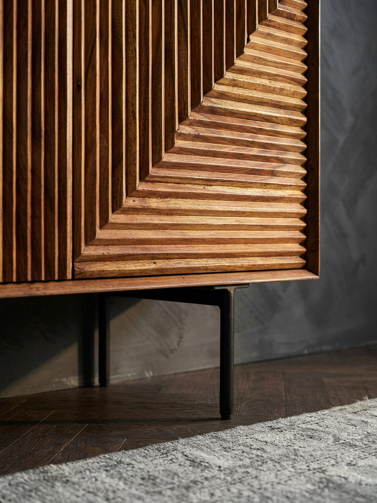 SIDEBOARD – Massivholz/Metall, 148x72x40 cm, modern, 3 Türen - Schwarz/Braun, Holz/Metall (148/72/40cm) - KADIMA DESIGN