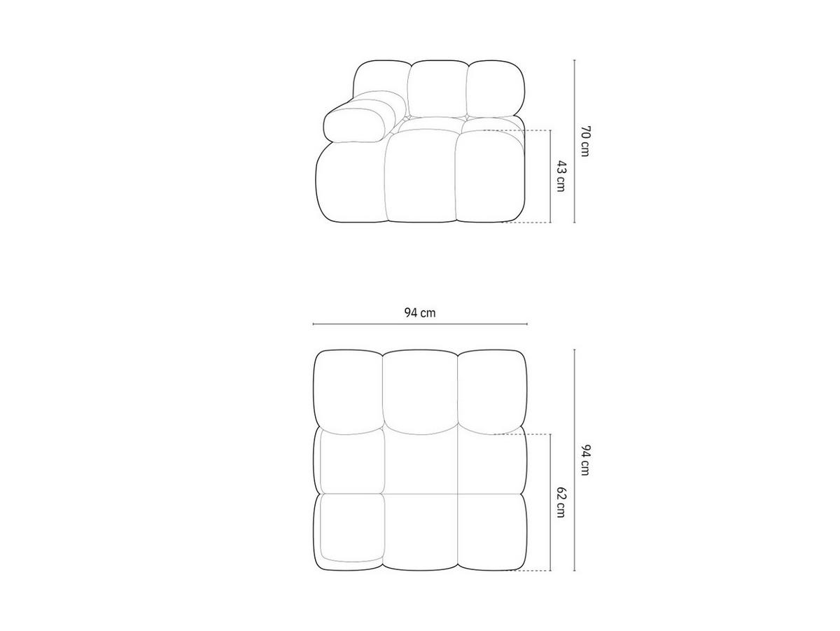 MODUL links Bellis aus Samt beige - Beige, Textil (94/70/94cm) - Micadoni