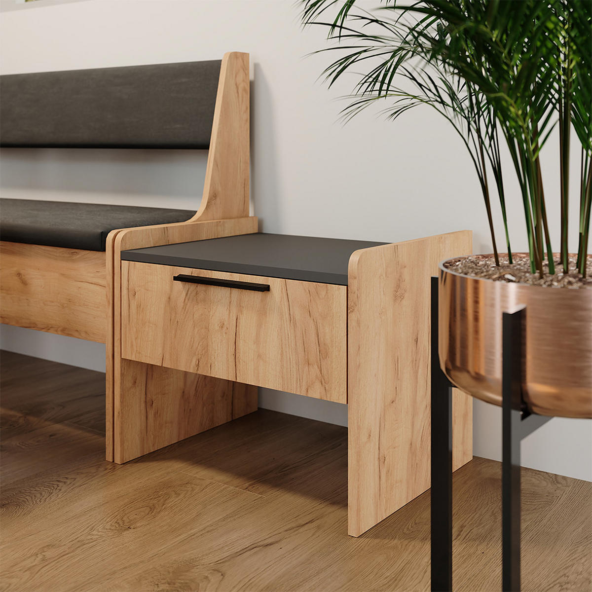 LAVICE DO JÍDELNY Roman Zlatý dub power/antracit - Sonoma dub/antracitová, kompozitní dřevo (53.5/45.5/41.1cm) - Vicco