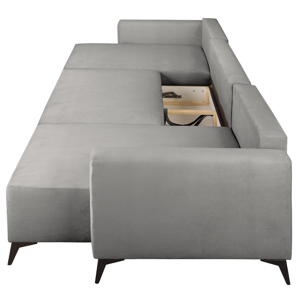 WOHNLANDSCHAFT - Schwarz/Grau, Textil (382/81/148cm) - home24