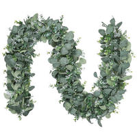 GIRLANDE Eukalyptus 2-teiliges Set mit Weidenblättern und weißen Blumen - Grün, Kunststoff (5cm)