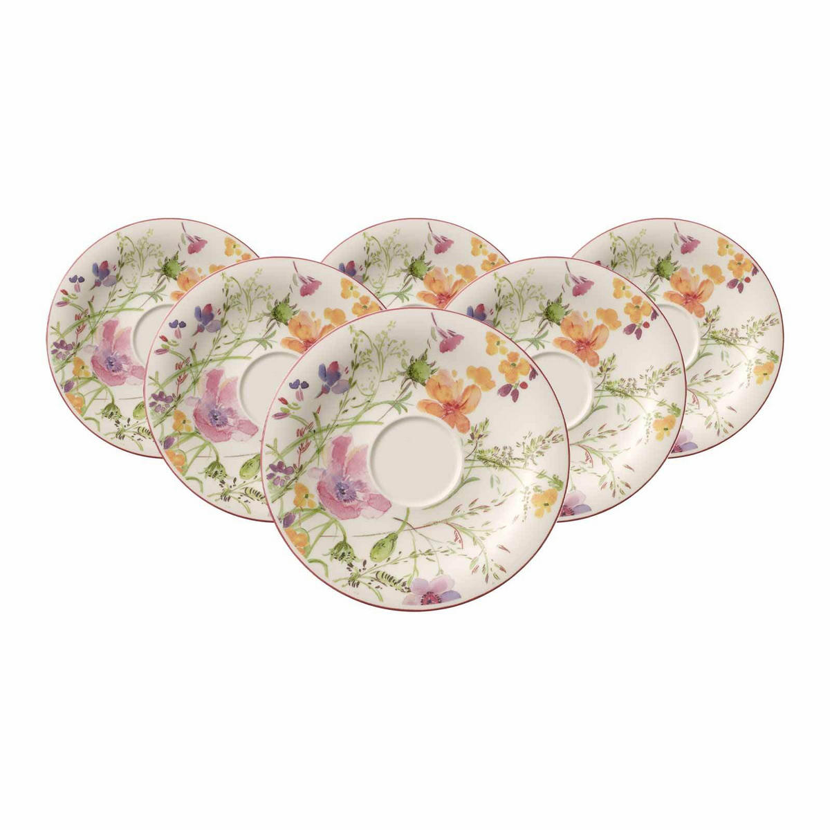 FRÜHSTÜCKSUNTERTASSEN Mariefleur Basic bunt ø 19 cm 6er Set - Multicolor, Keramik (19cm) - Villeroy & Boch