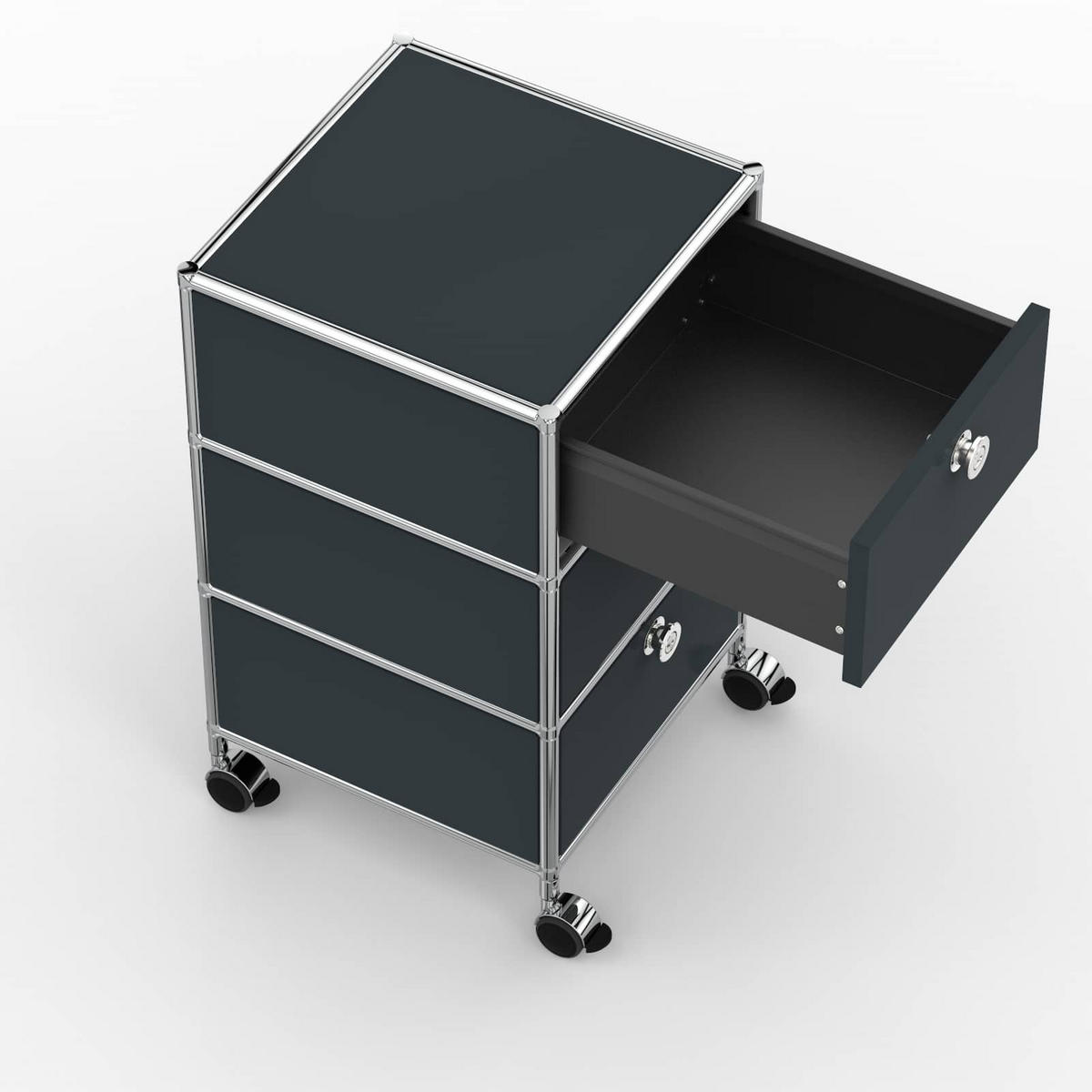 BÜRO-ROLLCONTAINER, Metall, 40 cm, 3 Schubladen, Anthrazitgrau - Chromfarben/Silberfarben, Metall (40/70.1/39.7cm) - Versee