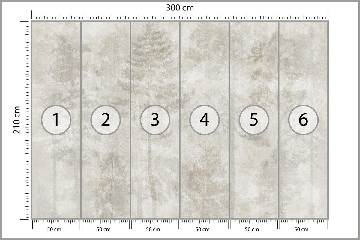 FOTOTAPETA Pre Obývaciu Izbu Boho Abstrakcia Les Stromy Betón Vintage 300 x 210 cm - béžová, papier (300/210cm) - Muralo