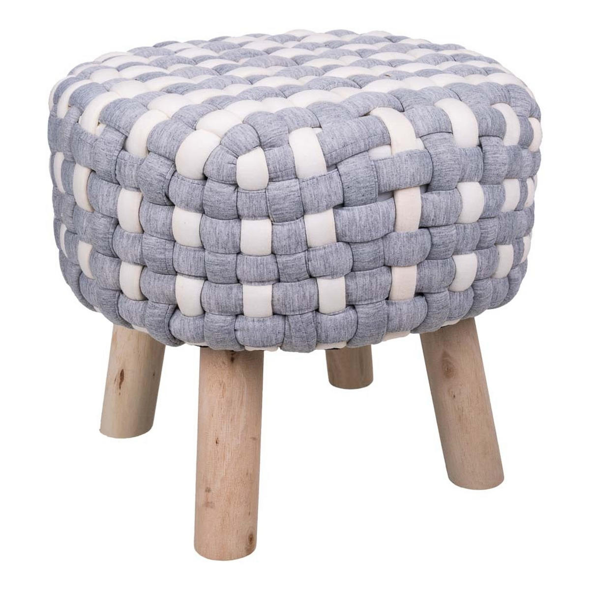 HOCKER aus Holz und Baumwolle, grau, 40x36cm - Multicolor, Holz (40/36/40cm) - Wanderlust