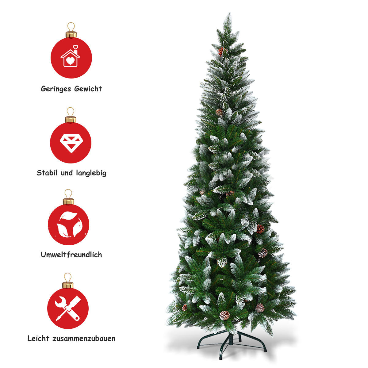 WEIHNACHTSBAUM 220cm Grün - Grün, Kunststoff (220cm) - COSTWAY