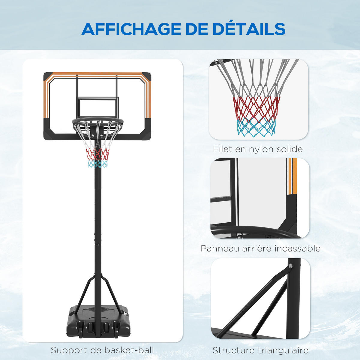 BASKETBALLKORB DE-18519 höhenverstellbar 213-243 cm Schwarz - Schwarz, Metall (74/71cm) - ComfortXL