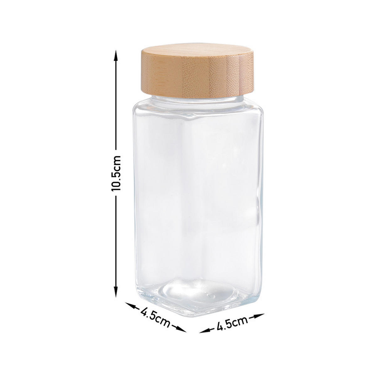 GEWÜRZDOSEN 12er-Set Glas Bambusdeckel - Transparent, Glas/Holz (4.5/10.5/4.5cm) - Livingandhome