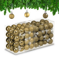 96-TLG.WEIHNACHTSKUGELN-SET - Goldfarben, Kunststoff (3/4/3cm) - Relaxdays