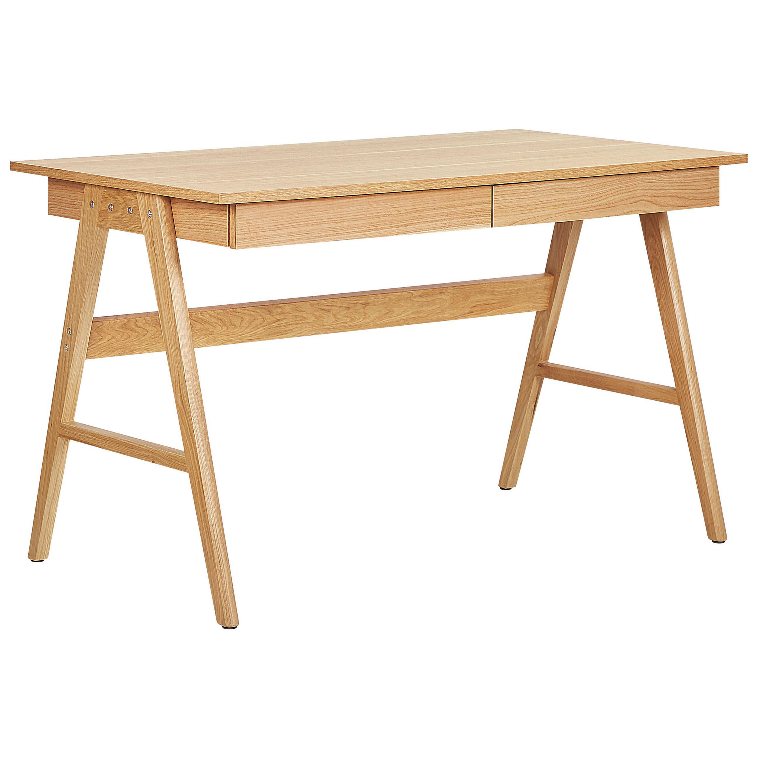 SCHREIBTISCH heller Holzfarbton 120/70/75 cm Sheslay - Hellgrau, Holzwerkstoff (70/120/75cm) - Beliani