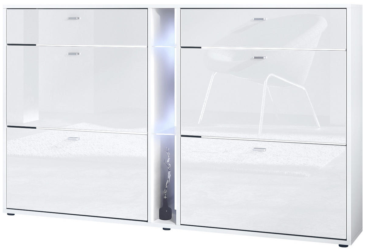 SCHUHSCHRANK Today Fronten in Weiß Hochglanz - Weiß Hochglanz, Holzwerkstoff (155.5/95/28cm) - Vladon