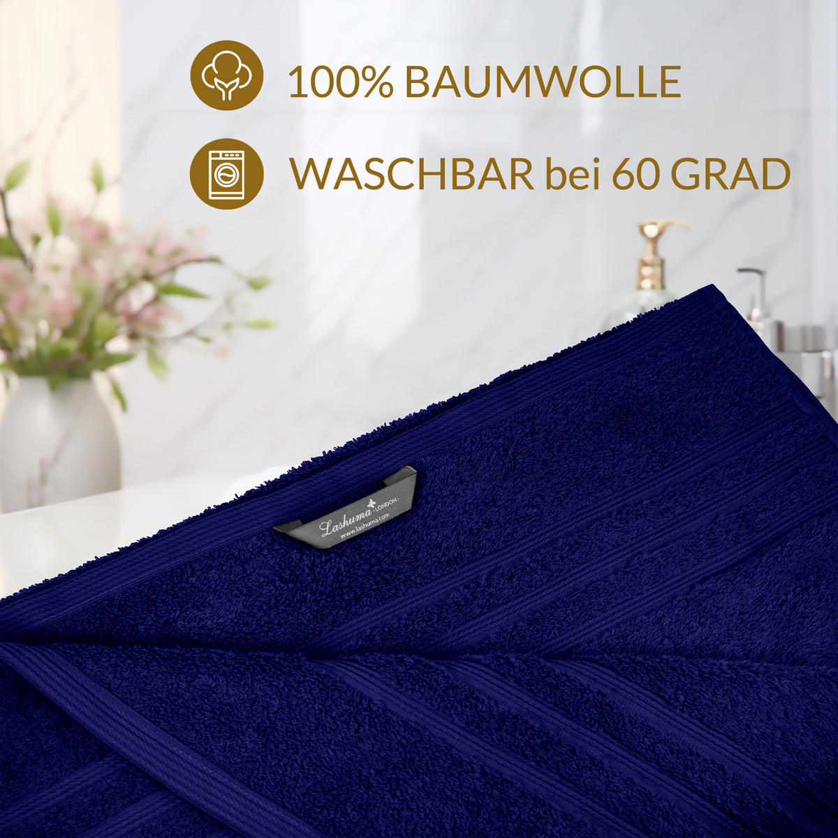HANDTUCH Set London 4-teilig, 2x Handtuch 50x100 + 2x Duschtuch 70x140 Capri - Marine - Blau/Hellblau, Textil (70/140cm) - Lashuma