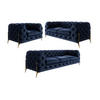 SITZGARNITUR 3+2+1 Chesterfield Lexi Marineblau Samt - Goldfarben/Dunkelblau, Holz/Textil (243/75/100cm) - S-Style Möbel