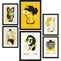 POSTER Set Mit 6 Schwarze Tinte Sexualität Größe A3 & A4 Schwarzer Rahmen - Schwarz, Papier (29.7/1cm) - Nacnic