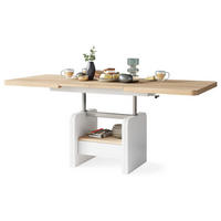 COUCHTISCH rechteckig Sonoma Eiche - Weiß höhenverstellbar ausziehbar - Weiß/Sonoma Eiche, Holzwerkstoff (75/180/75cm) - designimpex