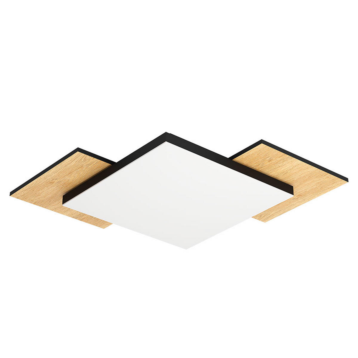LED DECKENLEUCHTE Holzoptik Schwarz - Schwarz, Metall (43.5/43.5/7cm)