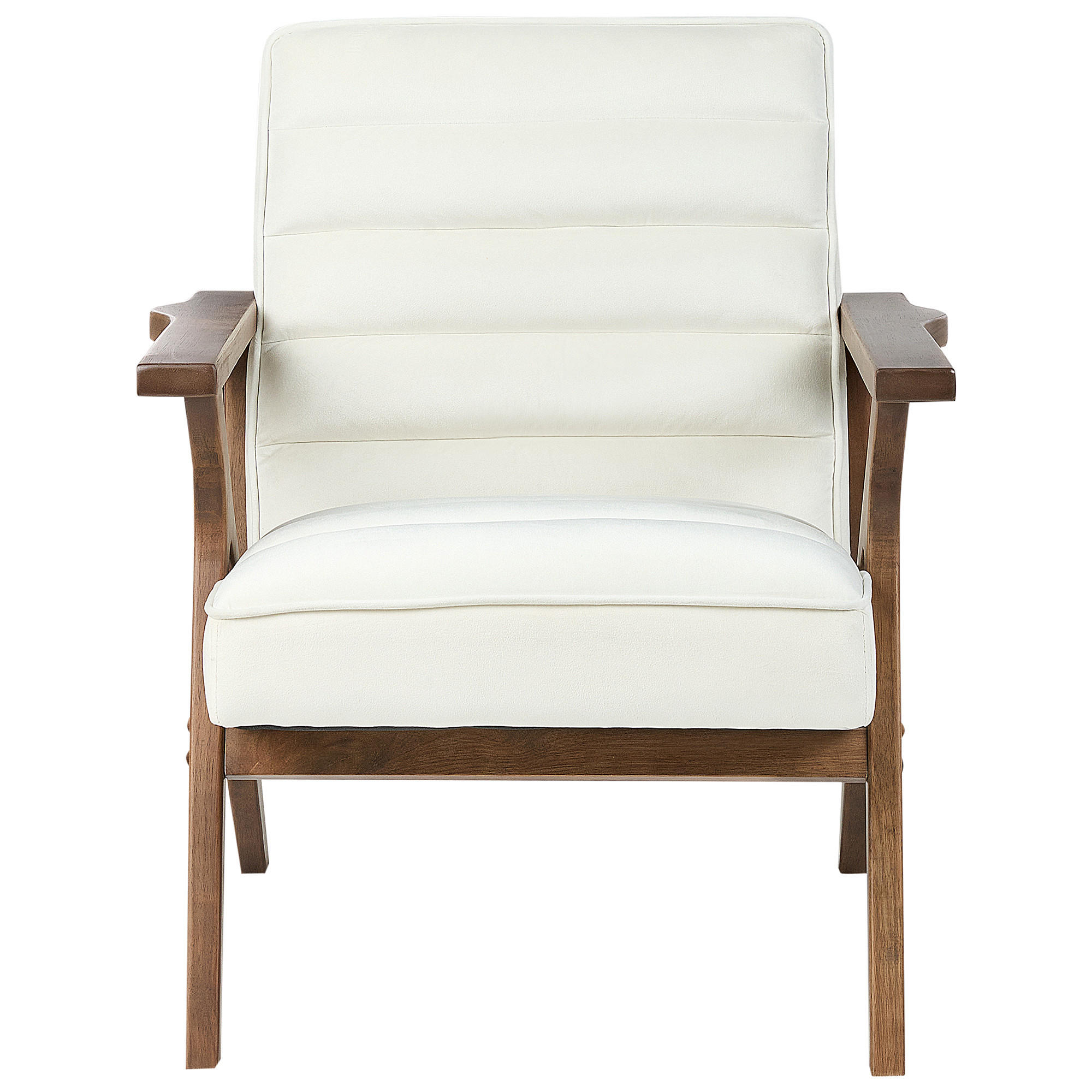 SESSEL Cremeweiß Kisa - Dunkelbraun/Weiß, Textil (74/84/80cm) - Beliani