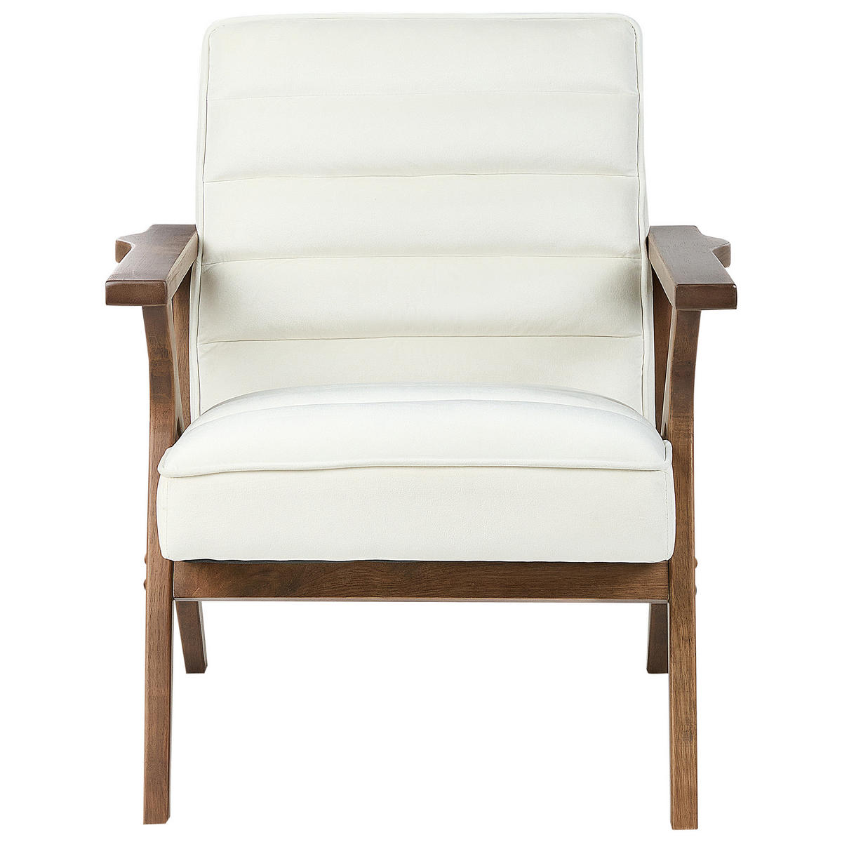 SESSEL Cremeweiß Kisa - Dunkelbraun/Weiß, Textil (74/84/80cm) - Beliani