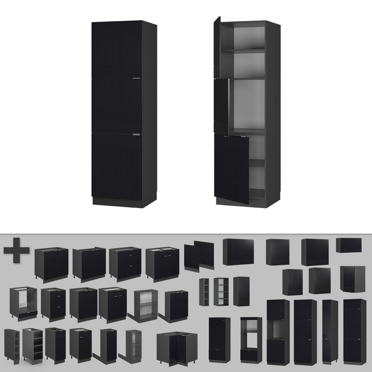 Anthrazit/Schwarz, Holzwerkstoff (60/206.8/58cm) - Vicco