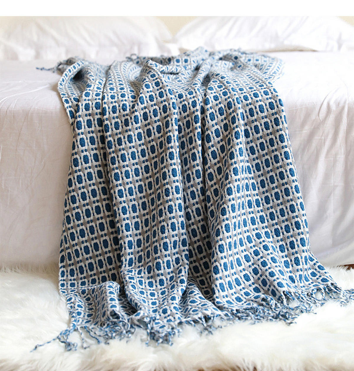 WOHNDECKE – 130 x 152 cm – Blau - Blau, Textil (150/130cm)