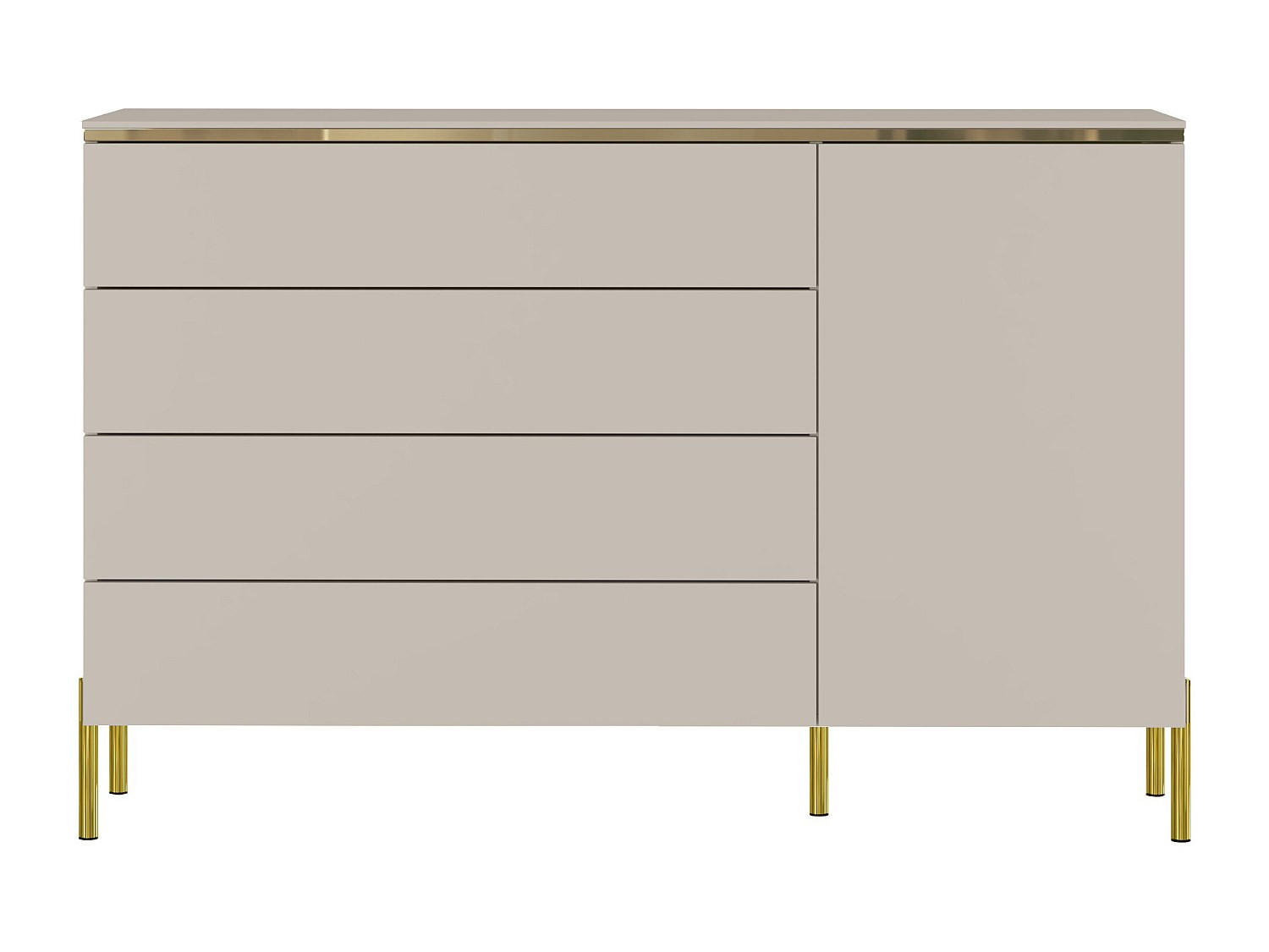 HOCHKOMMODE - 137.6cm x 39.6cm - Holzspan - beige - VUKIA - Beige/Goldfarben, Holz (137.6/91/39.6cm) - Vente-Unique