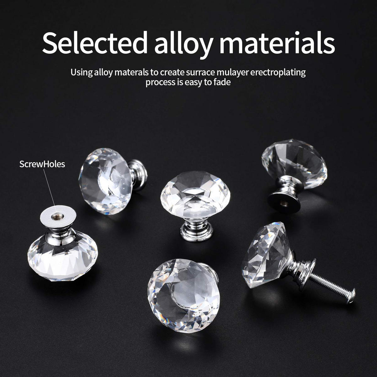SCHRANKKNOPF Kristall 8er-Set 30 mm - Transparent, Metall (3.1/2.7/3.1cm)