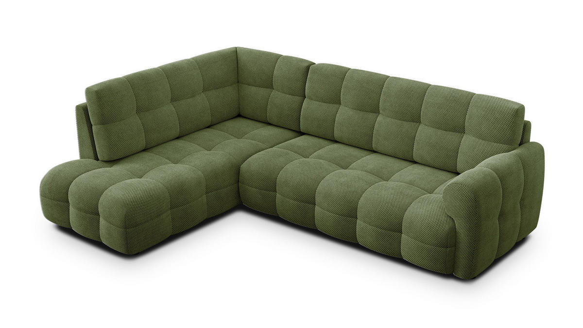 ECKSOFA MELLOW 5-Sitzer, olive - Schwarz/Grün, Holz/Textil (283/191cm) - Courtois Laville