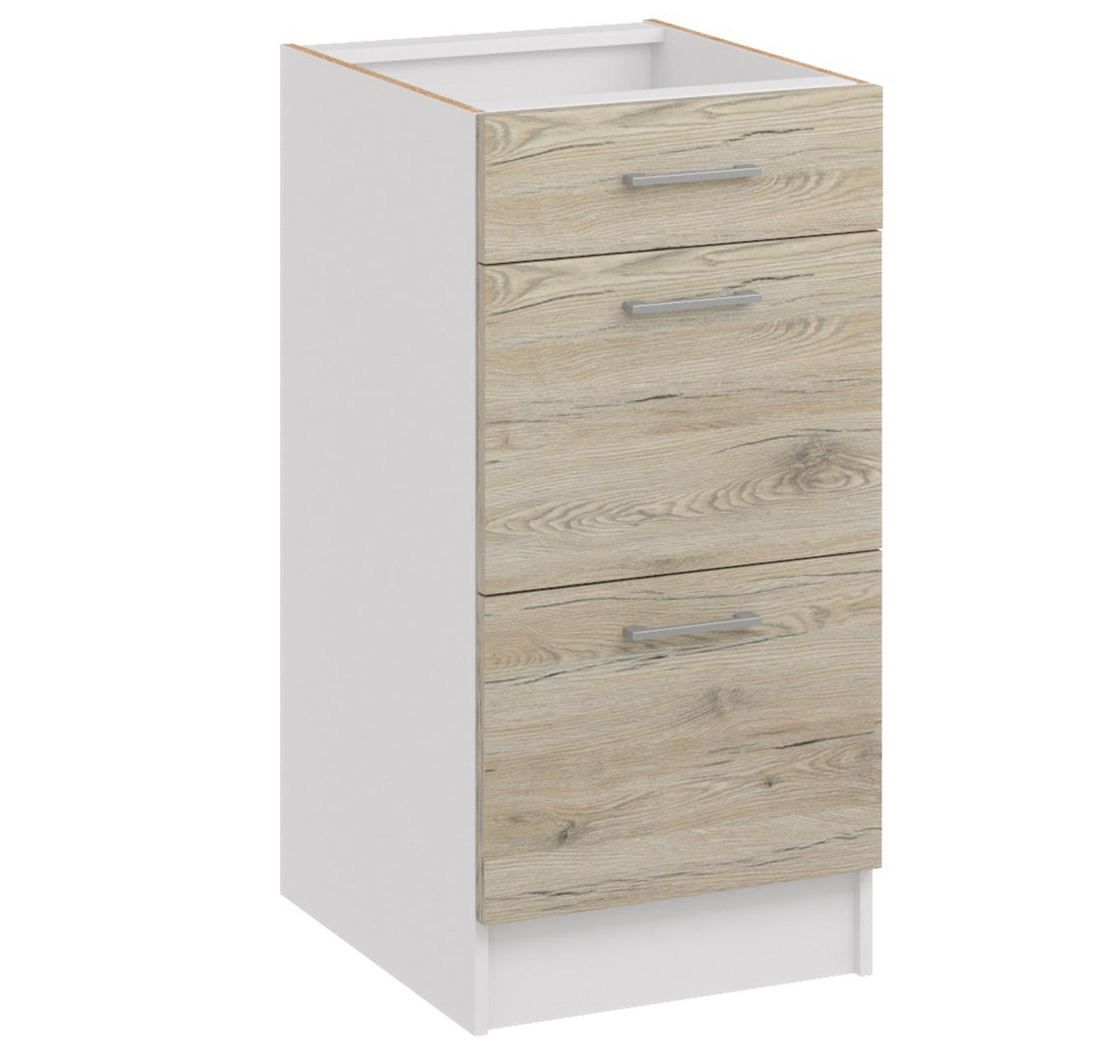 KÜCHENUNTERSCHRANK D40 3SZ eiche bordeaux - Bordeaux, Holzwerkstoff (40/82/44cm) - roe furniture