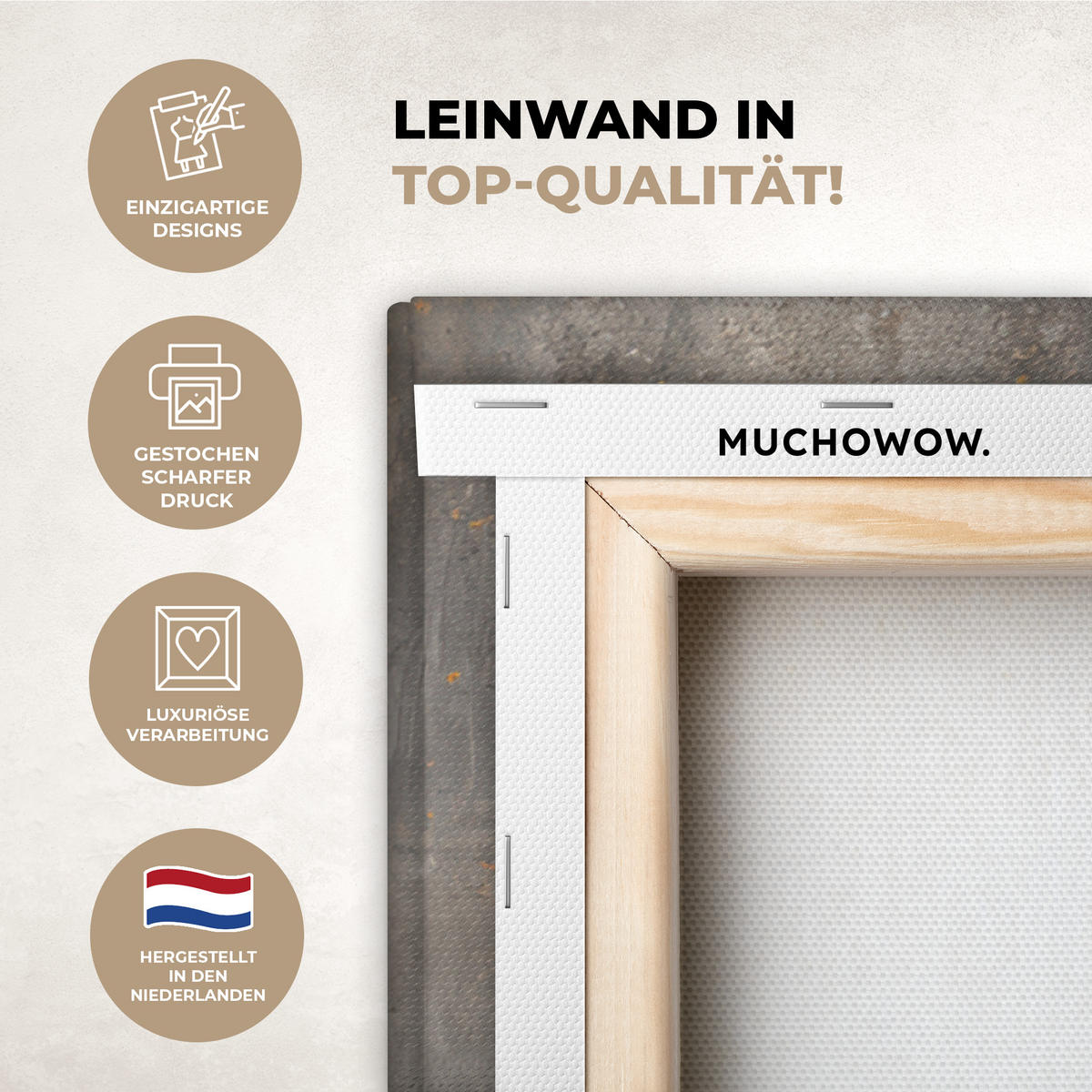 LEINWANDBILD Baum - Blätter - Gold - Abstrakt Deko Groß 90x90 cm - Grau, Textil (90/90cm) - MuchoWow