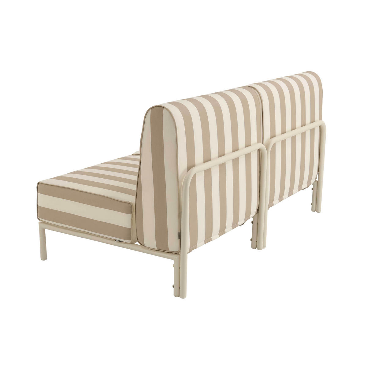 GARTENSOFA mit 2 Sitzplätzen, Beige - Beige, Metall - Oviala