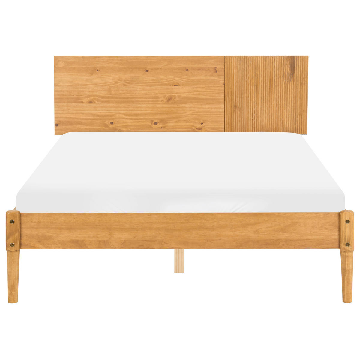 SPALNI KOMPLET borov les 140/200 cm svetlo rjava Flavignac - svetlo rjava/rjava, les (140/200cm) - Beliani