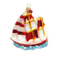 CHRISTBAUMSCHMUCK Segelschiff Rot 12cm (Glas / 1 Stk.) - Rot, Glas (6/12/11cm) - Krebs Glas Lauscha