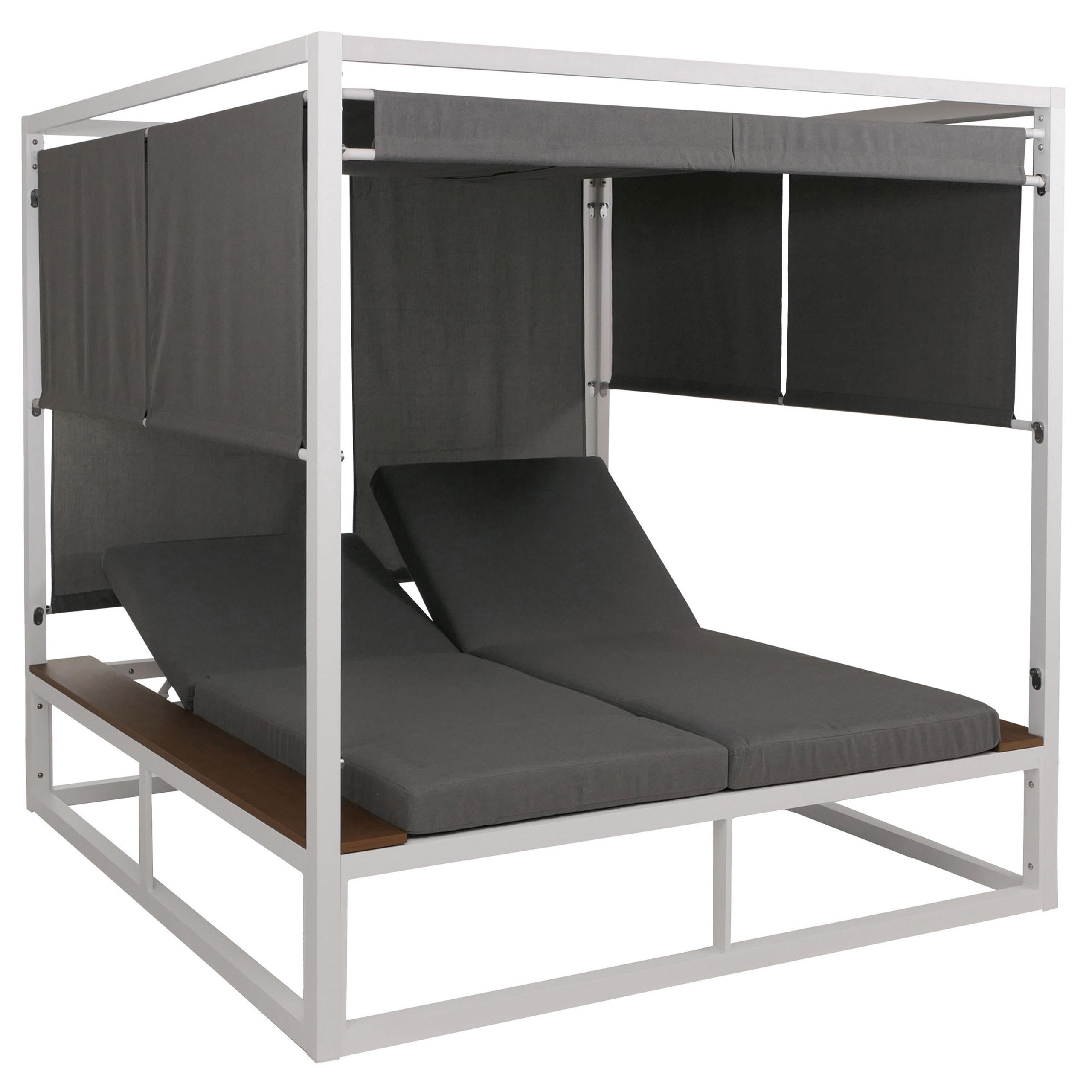 LOUNGE-GARTENLIEGE M63B Weiß, Grau - Weiß/Grau, Metall (200/200/200cm) - MCW
