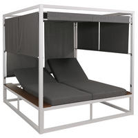 LOUNGE-GARTENLIEGE M63B Weiß, Grau - Weiß/Grau, Metall (200/200/200cm) - MCW