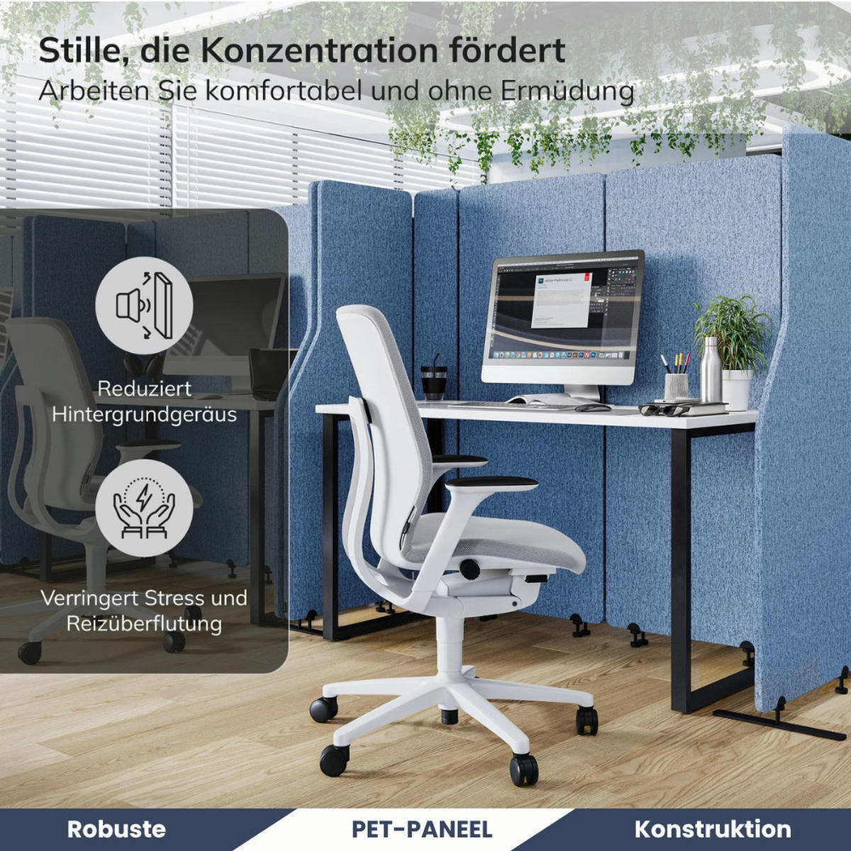 AKUSTIK-TRENNWAND mit Schalldämmung PEOLT 145x280x1,8cm Blau Stellwand - Blau, Kunststoff (280/145/1.8cm) - DELUKE