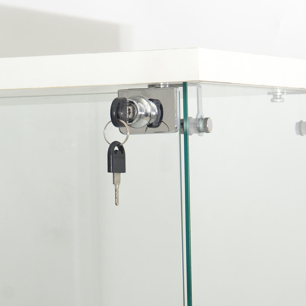 GLASVITRINE 42x36x164 cm 1 Tür Schloss 4 Einlegeböden LED weiß - Weiß, Holz (42.5/164/36.5cm) - LEBENLANG