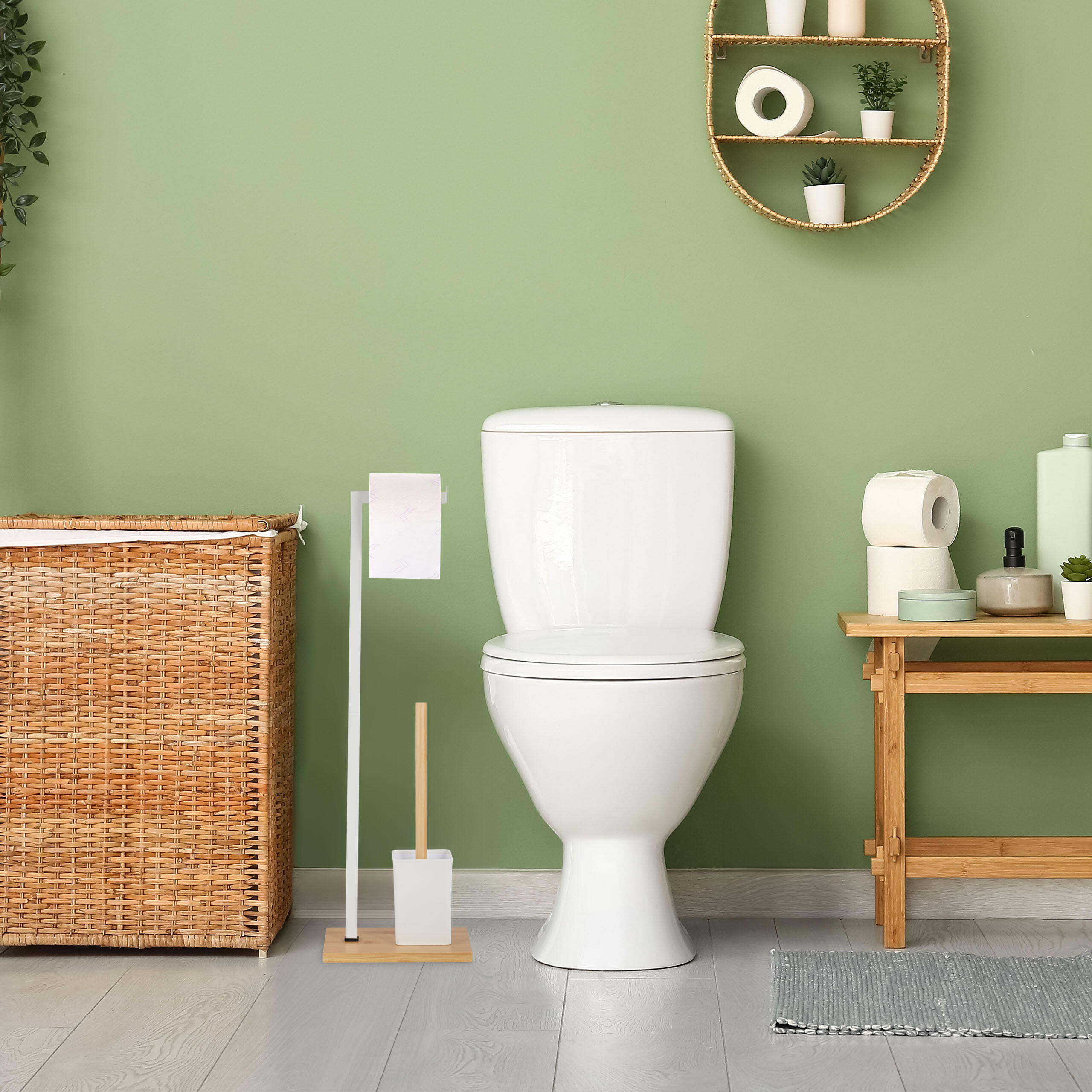 WC-GARNITUR - Weiß, Holz/Kunststoff (22/70.5/18cm) - Relaxdays