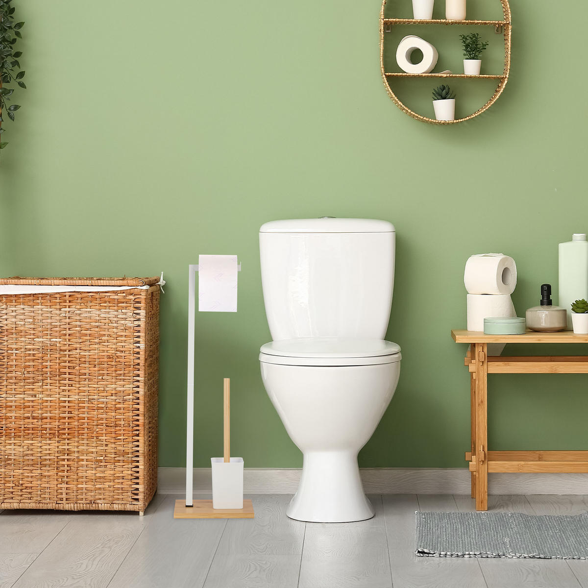 WC-GARNITUR - Weiß, Holz/Kunststoff (22/70.5/18cm) - Relaxdays