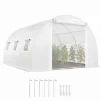 FOLIENGEWÄCHSHAUS DE-05784 Maschentür, Stützstangen, wetterfest Weiß - Weiß, Kunststoff/Metall (300/200/396cm) - ComfortXL