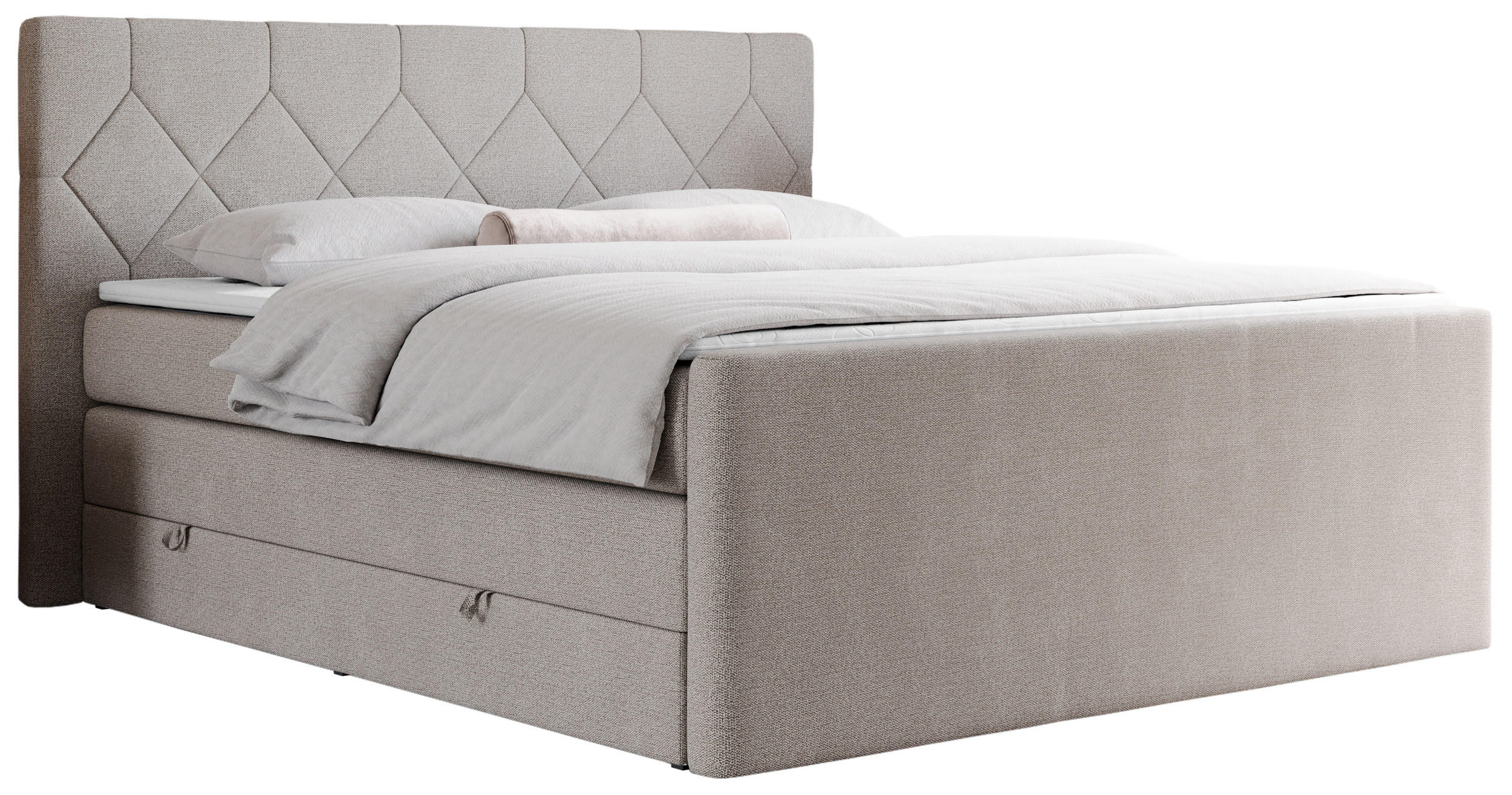 BOXSPRINGBETT KING EIGAR 200/200 Beige Struktur - H3 - Beige, Holz/Textil (200/200cm) - MKS