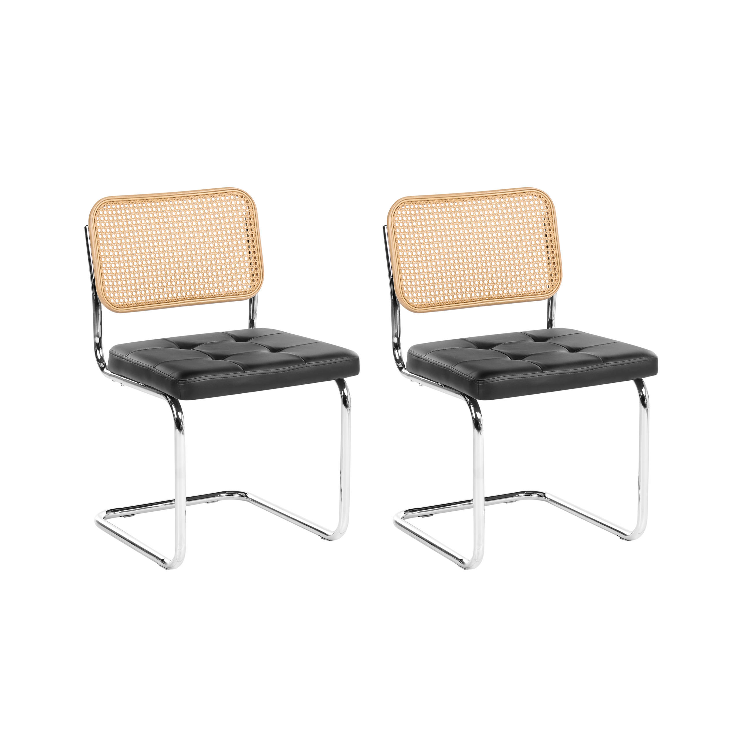 ESSZIMMERSTUHL 2er-Set Metall Schwarz Ethete - Hellbraun, Kunststoff (49/83/54cm) - Beliani