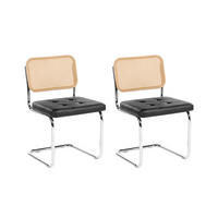 ESSZIMMERSTUHL 2er-Set Metall Schwarz Ethete - Hellbraun, Kunststoff (49/83/54cm) - Beliani