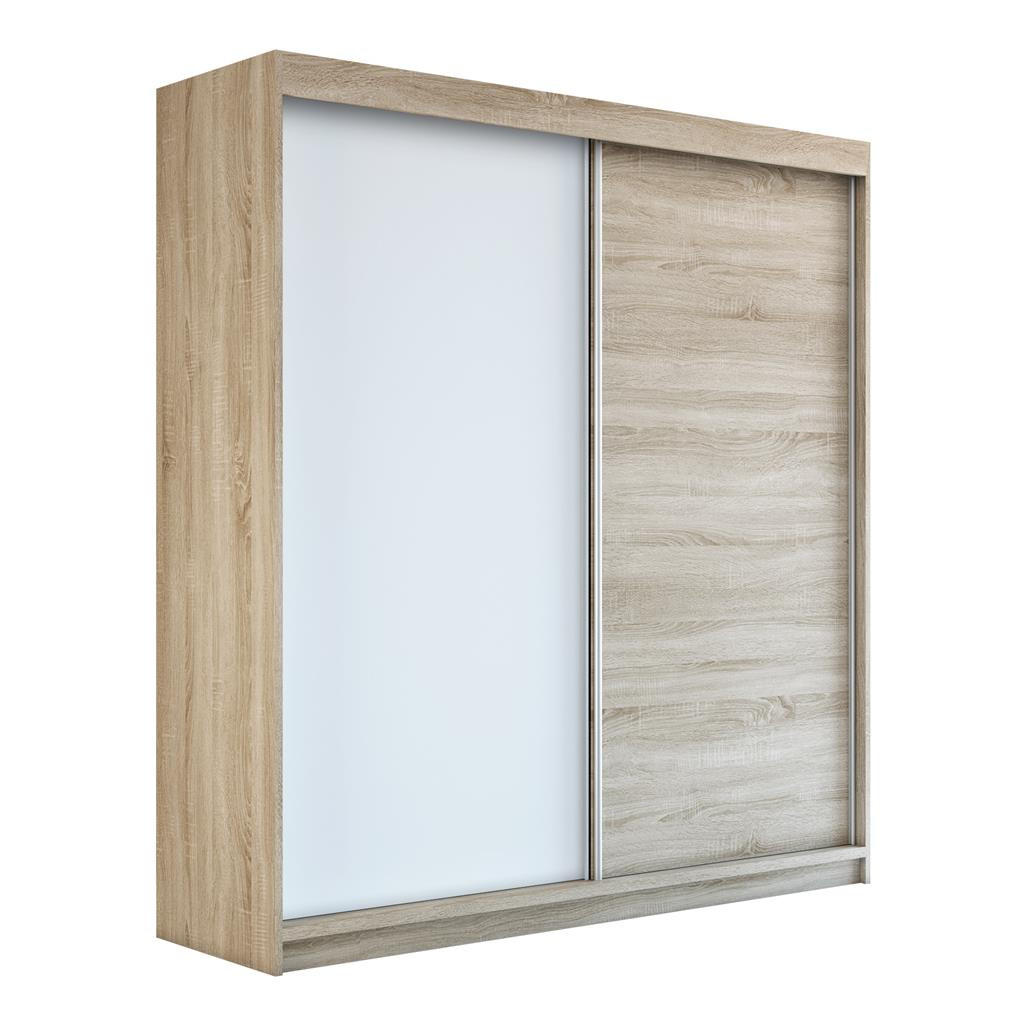 SCHWEBETÜRENSCHRANK 120 CM PAX Farbe: Sonoma / weiß / sonoma - Braun/Weiß, Holzwerkstoff (120/215/59.5cm) - A&J MöbelLand