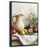 LEINWAND Bilder mit Rahmen - Obst - Kräuter - Ländlich - 40x60 - Naturfarben, Textil (40/60cm) - MuchoWow