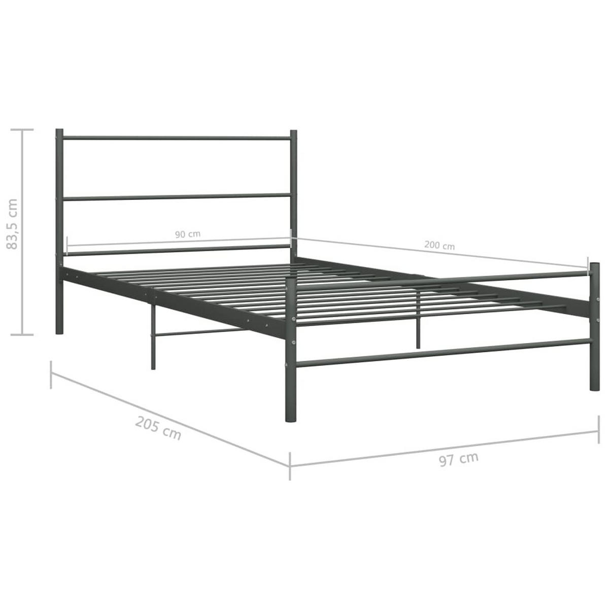 METALLBETT Husted 97/205 cm - Grau, Metall (90/200cm) - Nettlife