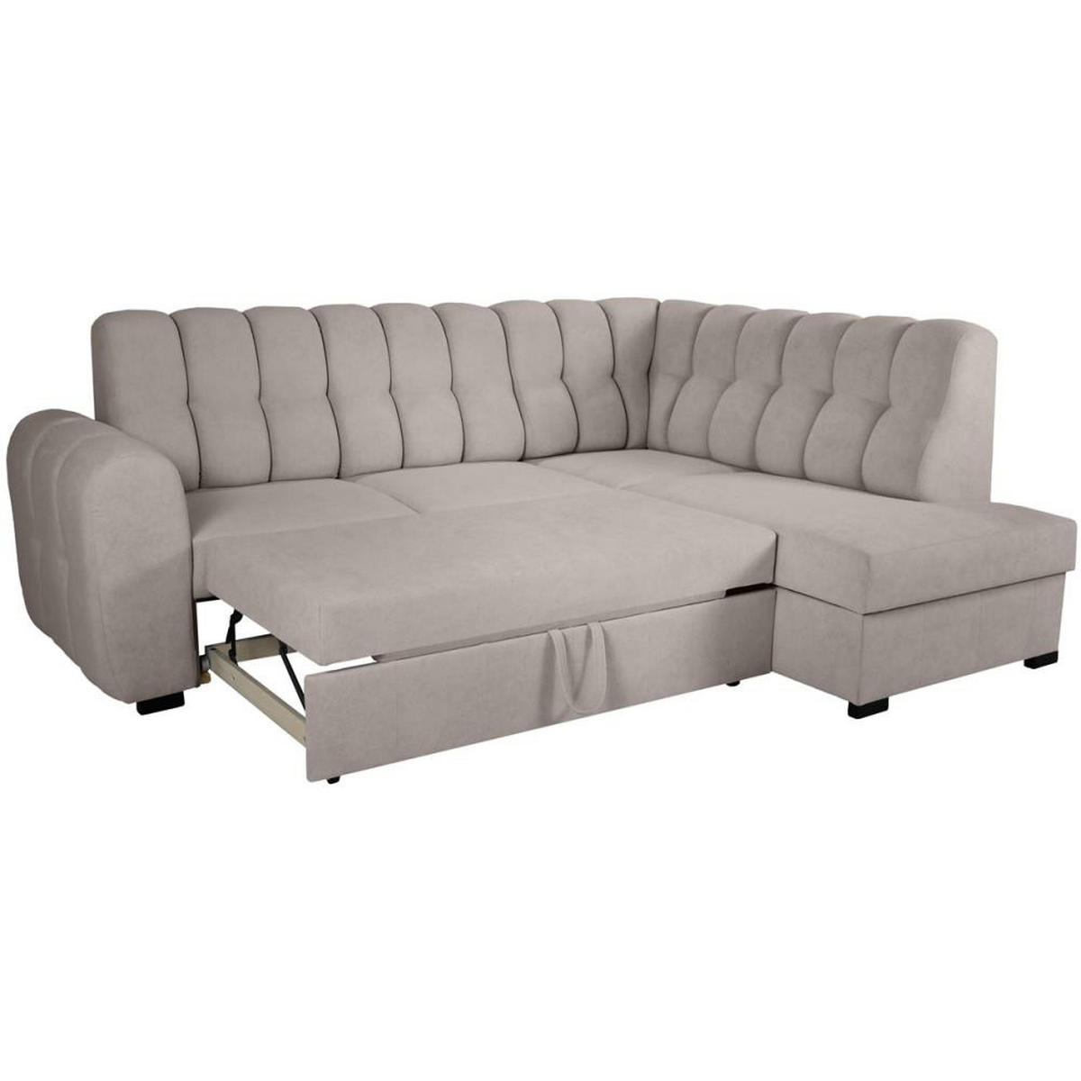 ECKSCHLAFSOFA Zoja rechts hellbraun - Hellbraun/Schwarz, Textil (261/193cm) - Beautysofa