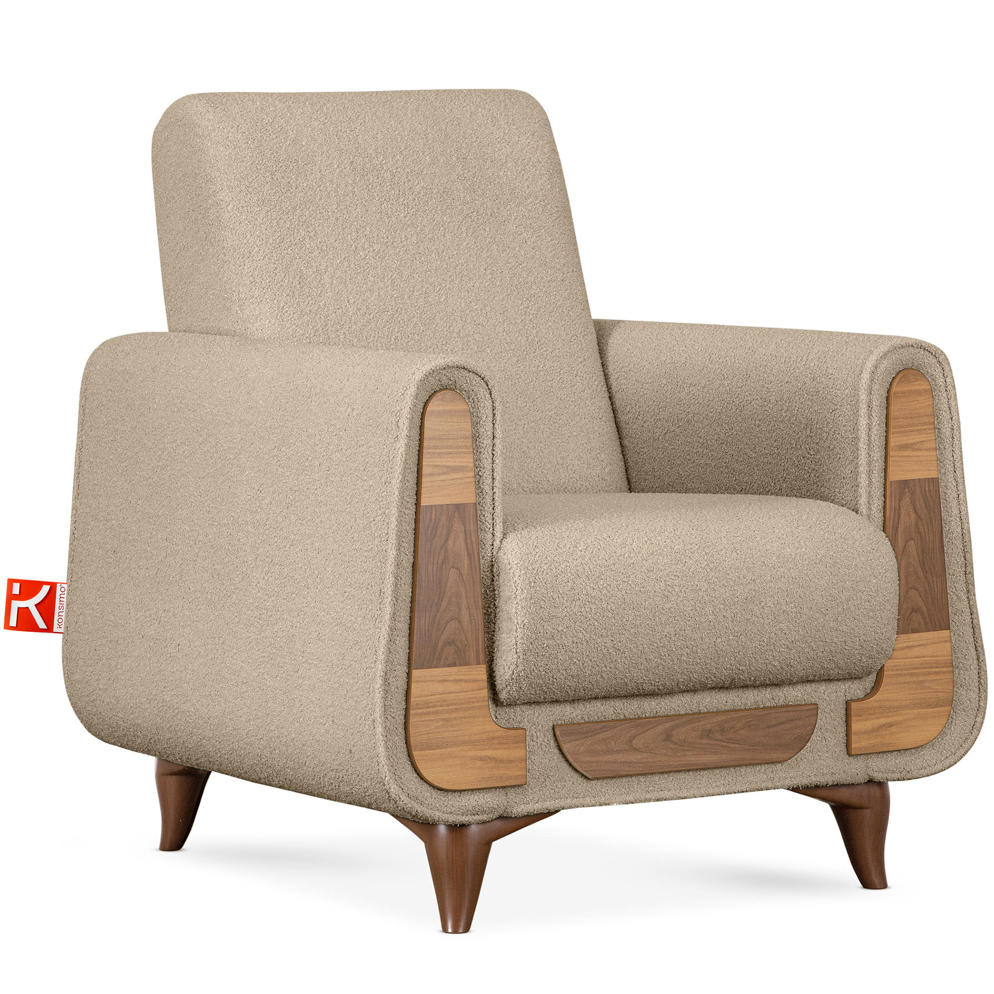 SESSEL GUSTAVO mit Armlehnen, hellbeige - Beige/Braun, Holz/Holzwerkstoff (83/95/92cm) - KONSIMO®